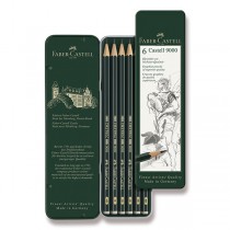 Grafitová tužka Faber-Castell Castell 9000 6 ks, plechová krabička