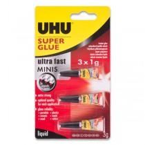 Vteřinové lepidlo UHU Super Glue Mini 3×1 g