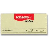 Samolepicí bloček Kores - žlutý 50 × 40 mm, 3 × 100 listů