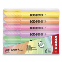 Zvýrazňovač Kores High Liner Pastel sada 6 barev