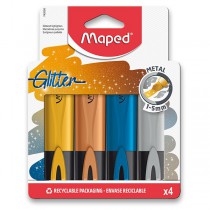 Zvýrazňovač Maped Fluo Peps Glitter Metal sada 4 barev
