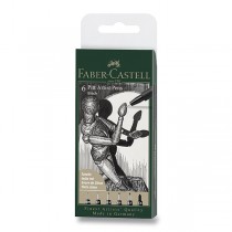 Popisovač Faber-Castell Pitt Artist Pen sada 6 ks, různé hroty,  černý
