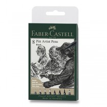 Popisovač Faber-Castell Pitt Artist Pen sada 8 ks, různé hroty,  černý