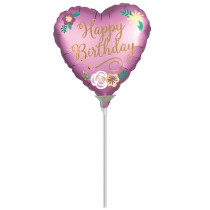 Fóliový party balónek Srdíčko, Happy Birthday