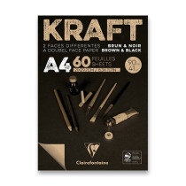 Blok Clairefontaine Brown & Black Kraft A4, 60 listů, 90 g
