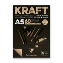 Blok Clairefontaine Brown & Black Kraft A5, 60 listů, 90 g