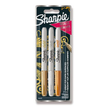 Permanentní popisovač Sharpie Metallic Clip Strip sada 3 ks, 12 blistrů, metalické barvy