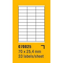 Etikety na archu SOREX - A4, 70 x 25,4mm, 3300 etiket