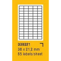 Etikety na archu SOREX - A4, 38 x 21,2mm, hr-roh 6500 etiket